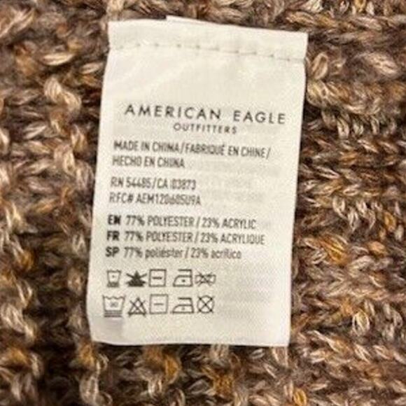 AMERICAN EAGLE Women's Open Cardigan Sweater Medium Long Chunky Brown Grandpa - Picture 8 of 12